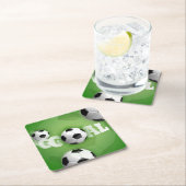 サッカーボールサッカーゴール-紙コースター スクエアペーパーコースター (インサイチュ)