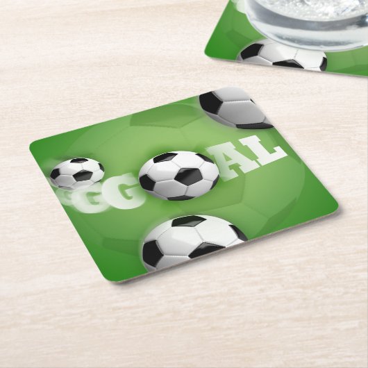 サッカーボールサッカーゴール-紙コースター スクエアペーパーコースター (アングル)
