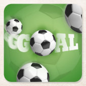 サッカーボールサッカーゴール-紙コースター スクエアペーパーコースター (正面)