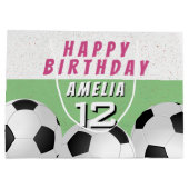 サッカーボールサッカースポーツキッズハッピーバースデー ラージペーパーバッグ (裏面)