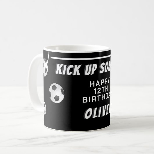 サッカーボールサッカースポーツ子供の誕生日 コーヒーマグカップ (正面左)