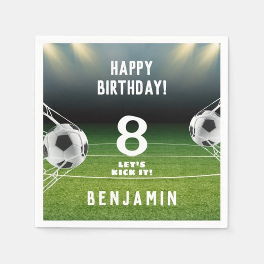 サッカーボールサッカースポーツ子供の誕生日 スタンダードカクテルナプキン (正面)
