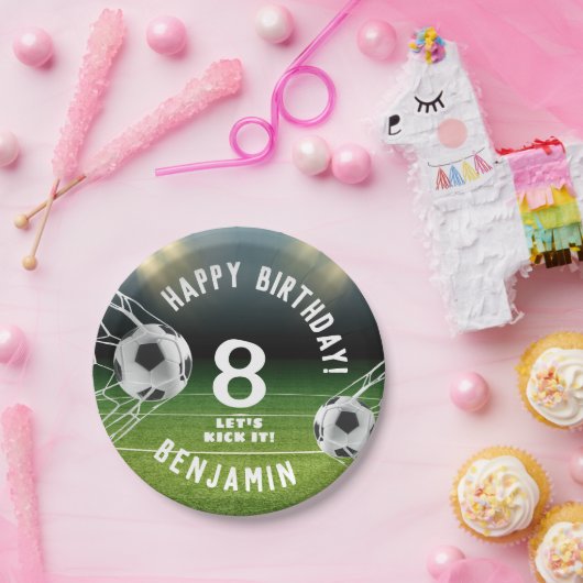 サッカーボールサッカースポーツ子供の誕生日 ペーパープレート (パーティー)