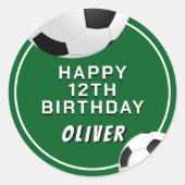 サッカーボールサッカースポーツ子供の誕生日 ラウンドシール (正面)