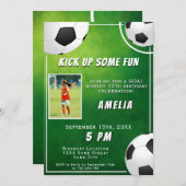 サッカーボールサッカースポーツ子供の誕生日 招待状 (正面/裏面)