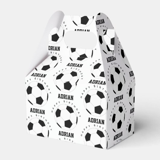 サッカーボールサッカーパーソナライズされたネーム誕生日 フェイバーボックス (裏面サイド)