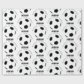サッカーボールサッカーパーソナライズされたネーム誕生日 ラッピングペーパー (フラット)