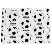 サッカーボールサッカーパーソナライズされたネーム誕生日 ラージペーパーバッグ (正面)