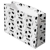 サッカーボールサッカーパーソナライズされたネーム誕生日 ラージペーパーバッグ (裏面アングル)