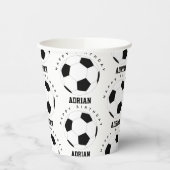 サッカーボールサッカーパーソナライズされたネーム誕生日 紙コップ (左)