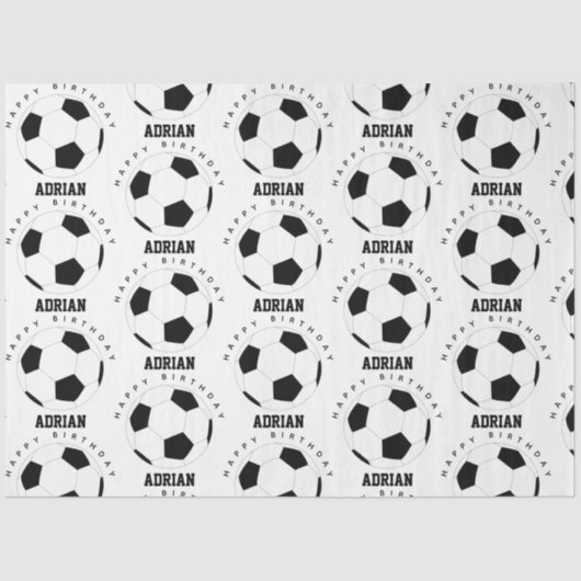 サッカーボールサッカーパーソナライズされたネーム誕生日 薄葉紙 (正面)