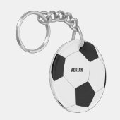 サッカーボールサッカーパーソナライズされた キーホルダー (正面左)
