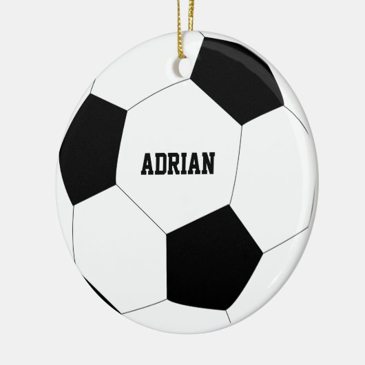 サッカーボールサッカーパーソナライズされた セラミックオーナメント (左)