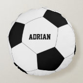 サッカーボールサッカーパーソナライズされた ラウンドクッション (裏面)