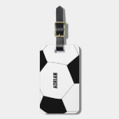 サッカーボールサッカーパーソナライズされた ラゲッジタグ (正面縦)