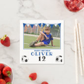 サッカーボールサッカーフォトスポーツ誕生日 スタンダードカクテルナプキン (インサイチュ)