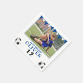 サッカーボールサッカーフォトスポーツ誕生日 スタンダードカクテルナプキン (角)