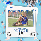 サッカーボールサッカーフォトスポーツ誕生日 スタンダードカクテルナプキン