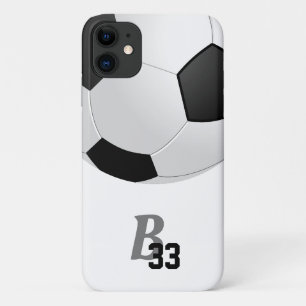 サッカーボールサッカーモノグラム番号子供スポーツ iPhone 11 ケース
