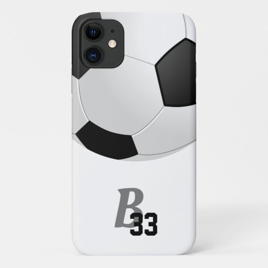 サッカーボールサッカーモノグラム番号子供スポーツ Case-Mate iPhoneケース (裏面)