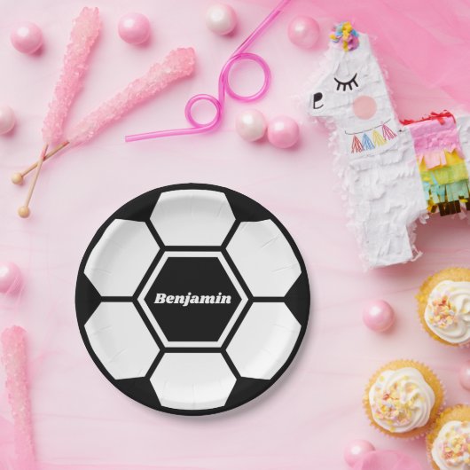 サッカーボールサッカー名前をカスタムするクラシック ペーパープレート (パーティー)