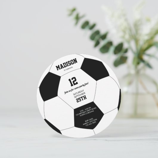 サッカーボールサッカー誕生日パーティーへの招待 招待状 (スタンド正面)