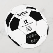 サッカーボールサッカー誕生日パーティーへの招待 招待状 (正面/裏面)