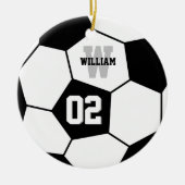 サッカーボールサッカー選手の名前とチーム番号 セラミックオーナメント (正面)