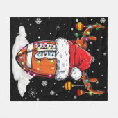 サッカーボールサンタハットトナカイのクリスマスライト フリースブランケット (正面(横))
