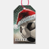 サッカーボールサンタハットメリークリスマス ギフトタグ (正面)