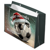 サッカーボールサンタハットメリークリスマス ラージペーパーバッグ (正面アングル)