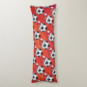 サッカーボールサンタ帽子のグリーン模様 ボディピロー (裏面 (縦))