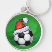 サッカーボールサンタ帽子オングリーン キーホルダー (正面)
