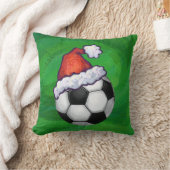 サッカーボールサンタ帽子オングリーン クッション (ブランケット)