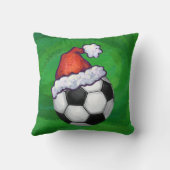 サッカーボールサンタ帽子オングリーン クッション (裏面)