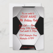 サッカーボールシルバーバースデーパーティ招待状 招待状 (裏面)