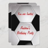 サッカーボールシルバーバースデーパーティ招待状 招待状 (正面/裏面)