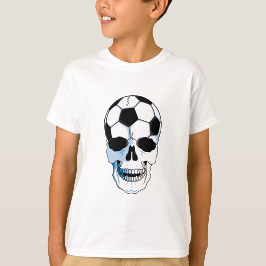 サッカーボールスカルヘッド Tシャツ (正面)