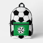 サッカーボールスケッチカスタムスポーツ名 プリントバックパック (正面)