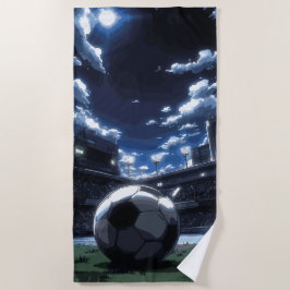 サッカーボールスタジアム夜景 ビーチタオル