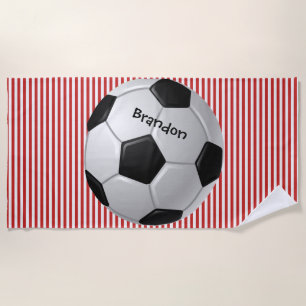 サッカーボールストライプデザインビーチタオル ビーチタオル