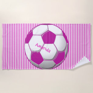 サッカーボールストライプデザインビーチタオル ビーチタオル