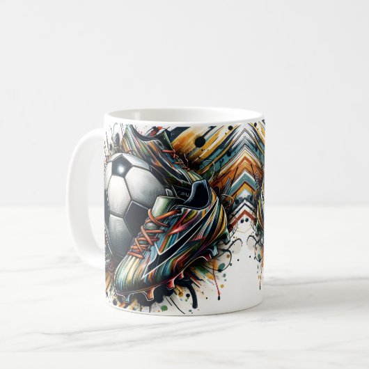 サッカーボールスパイク コーヒーマグカップ (正面左)