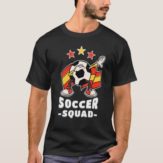 サッカーボールスペインの旗サッカー隊1 Tシャツ (正面)