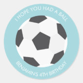 サッカーボールスポーツをテーマにした誕生日 ラウンドシール (正面)