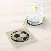 サッカーボールスポーツアートヴィンテージサッカー ガラスコースター (アングル)