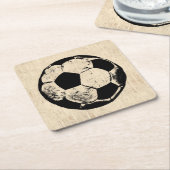 サッカーボールスポーツアートヴィンテージサッカー スクエアペーパーコースター (アングル)