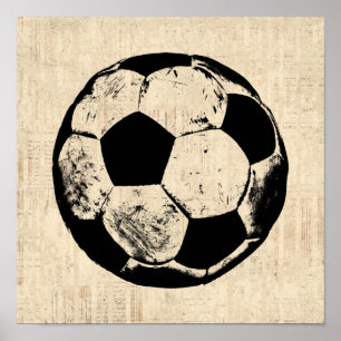 サッカーボールスポーツアートヴィンテージサッカー ポスター
