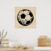 サッカーボールスポーツアートヴィンテージサッカー ポスター (キッチン)