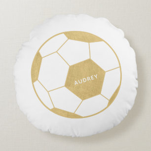 サッカーボールスポーツギフトカスタム金ゴールド円枕 ラウンドクッション